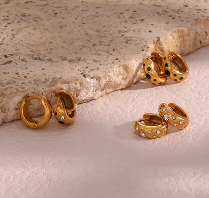E.B.belle-pendientes chapados en oro pequeños y gruesos con relleno de piedra de circón y burbujas coloridas para mujer, joyería de acero inoxidable a la moda