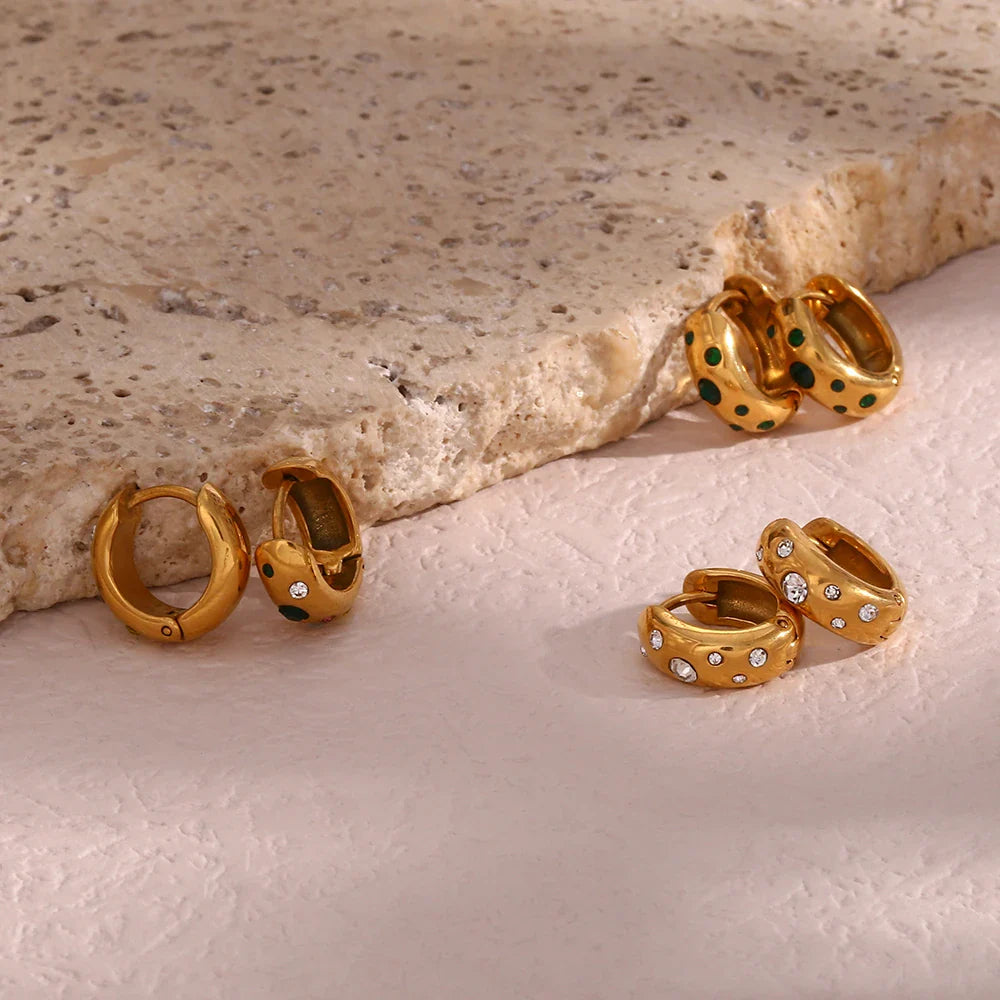 Pendientes de Aro Dorados con Circonitas y Burbujas Coloridas