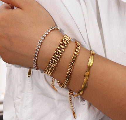 E.B.belle Miniamlist Pulsera para hombre Joyería de oro Estilo callejero Acero inoxidable 316L Pulseras de cadena cubana chapadas en oro de 18 quilates para mujer