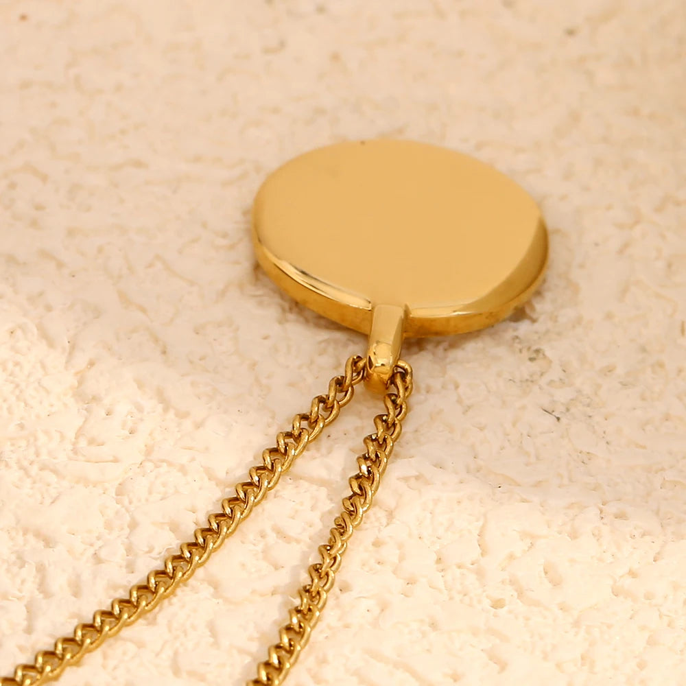 E.B.belle nueva tendencia de acero inoxidable chapado en oro de 18 quilates exquisito collar con colgante de estrella de circón redondo joyería de moda para mujer