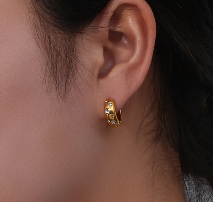 E.B.belle-pendientes chapados en oro pequeños y gruesos con relleno de piedra de circón y burbujas coloridas para mujer, joyería de acero inoxidable a la moda