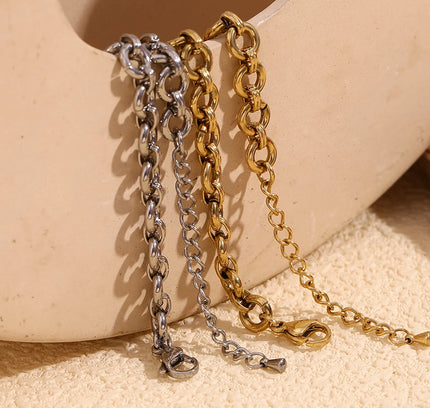 E.B.belle-tobillera de cadena redonda rugosa para mujer, pulsera de pie de acero inoxidable 316L impermeable, joyería chapada en oro de 14K