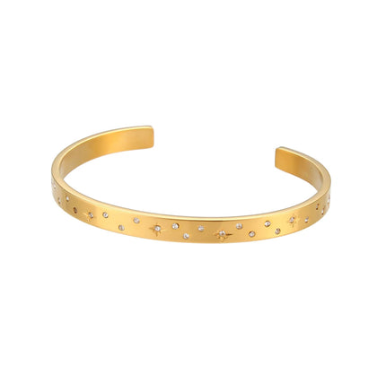 E.B.belle, venta al por mayor, brazaletes chapados en oro de 18 quilates de acero inoxidable para mujer, joyería minimalista de moda, pulsera de estrella de cristal