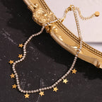 Lindo collar de cadena de estrella de lujo impermeable hipoalergénico 316L decoración de acero inoxidable joyería diaria