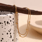 Tobillera Doble Capa Oro 18k Resistente al Agua