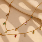 Collar y Pulsera con Dije de Circón Multicolor