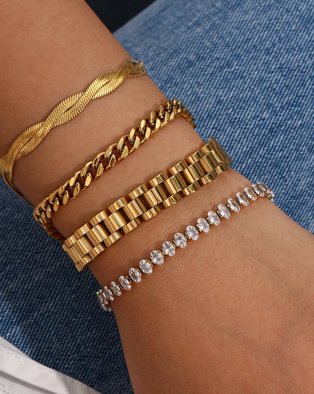 E.B.belle Miniamlist Pulsera para hombre Joyería de oro Estilo callejero Acero inoxidable 316L Pulseras de cadena cubana chapadas en oro de 18 quilates para mujer
