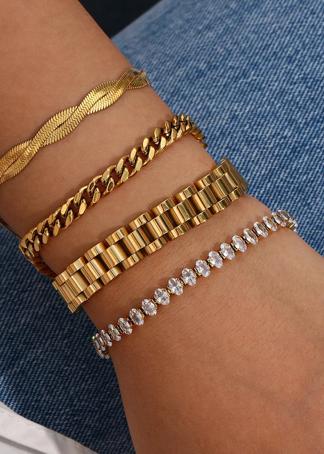 E.B.belle Miniamlist Pulsera para hombre Joyería de oro Estilo callejero Acero inoxidable 316L Pulseras de cadena cubana chapadas en oro de 18 quilates para mujer