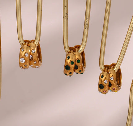 E.B.belle-pendientes chapados en oro pequeños y gruesos con relleno de piedra de circón y burbujas coloridas para mujer, joyería de acero inoxidable a la moda