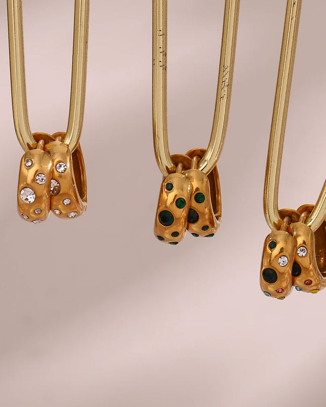 E.B.belle-pendientes chapados en oro pequeños y gruesos con relleno de piedra de circón y burbujas coloridas para mujer, joyería de acero inoxidable a la moda