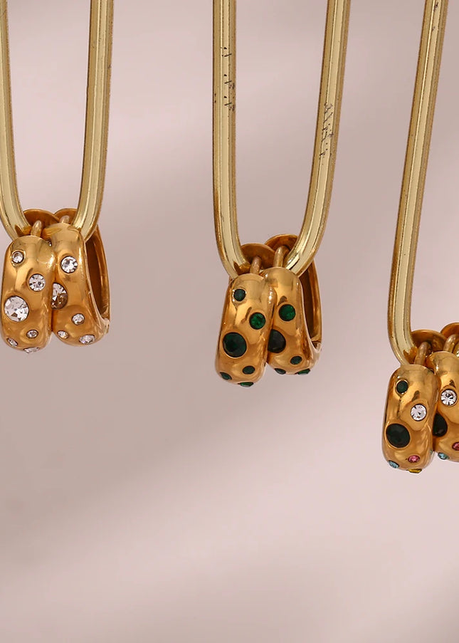 E.B.belle-pendientes chapados en oro pequeños y gruesos con relleno de piedra de circón y burbujas coloridas para mujer, joyería de acero inoxidable a la moda