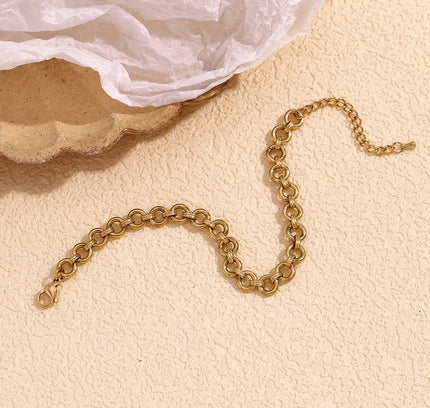 E.B.belle-tobillera de cadena redonda rugosa para mujer, pulsera de pie de acero inoxidable 316L impermeable, joyería chapada en oro de 14K