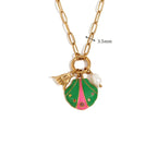 Collar con Colgante de Concha Multicolor Chapado en Oro