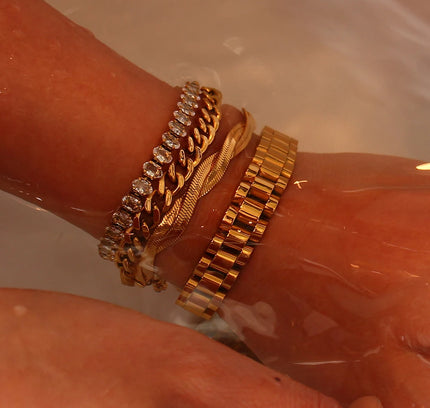 E.B.belle Miniamlist Pulsera para hombre Joyería de oro Estilo callejero Acero inoxidable 316L Pulseras de cadena cubana chapadas en oro de 18 quilates para mujer
