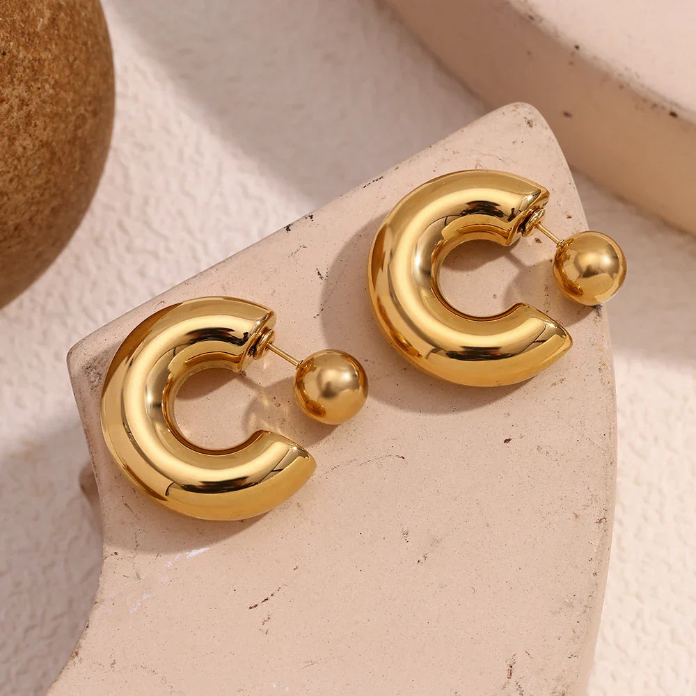 Pendientes de Aro Dorados de Acero Inoxidable 18K