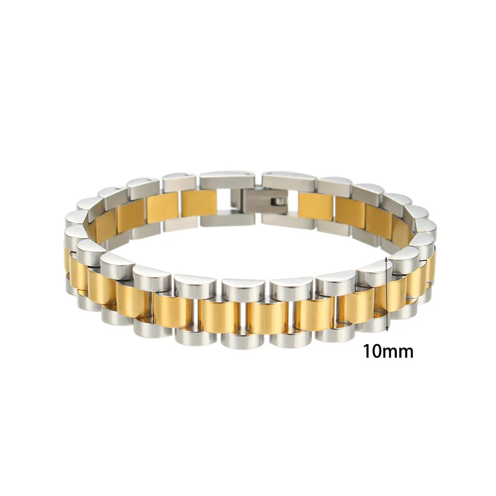 Pulsera de Acero Inoxidable Chapada en Oro 18K
