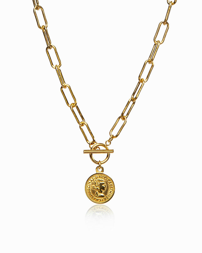 Collar Toggle de 10 Centavos en Oro