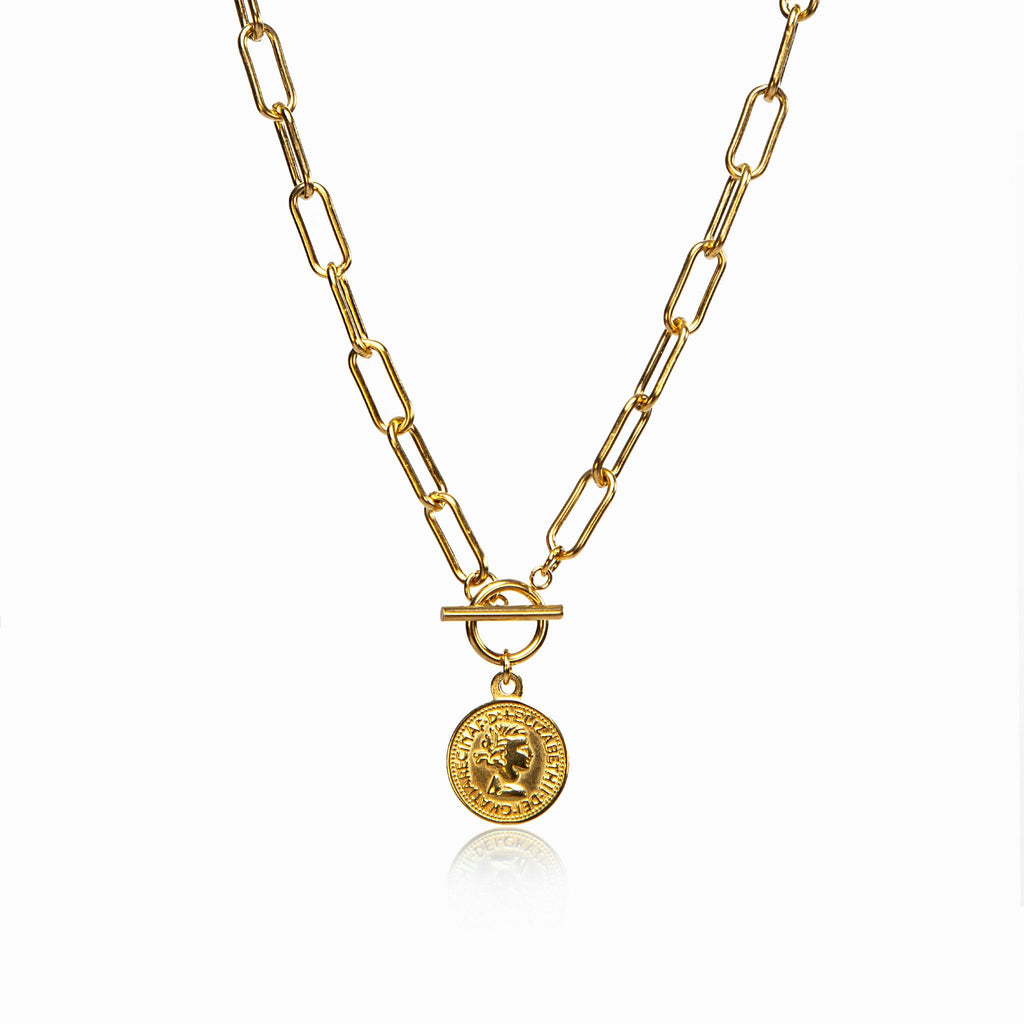 Collar Toggle de 10 Centavos en Oro