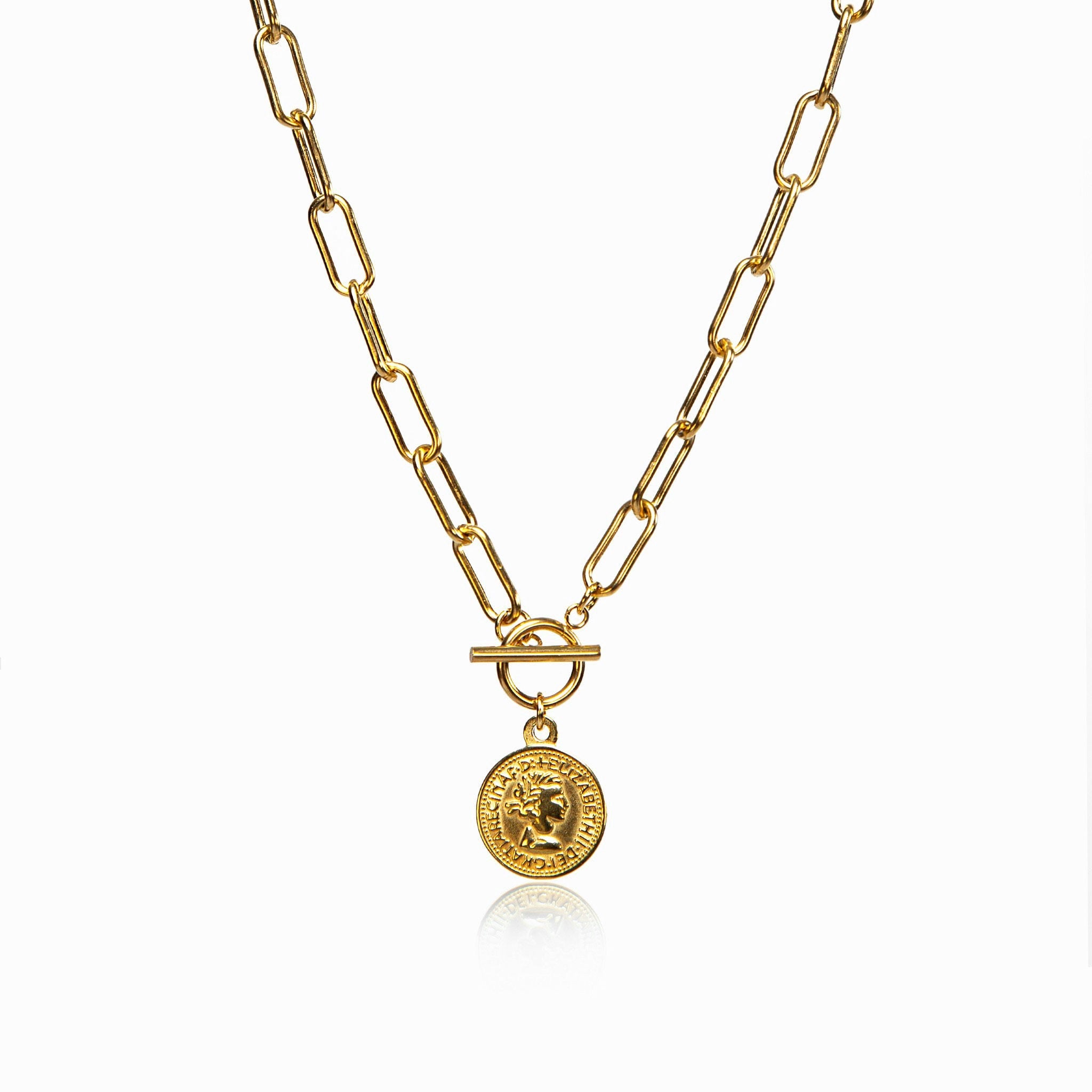 Collar Toggle de 10 Centavos en Oro