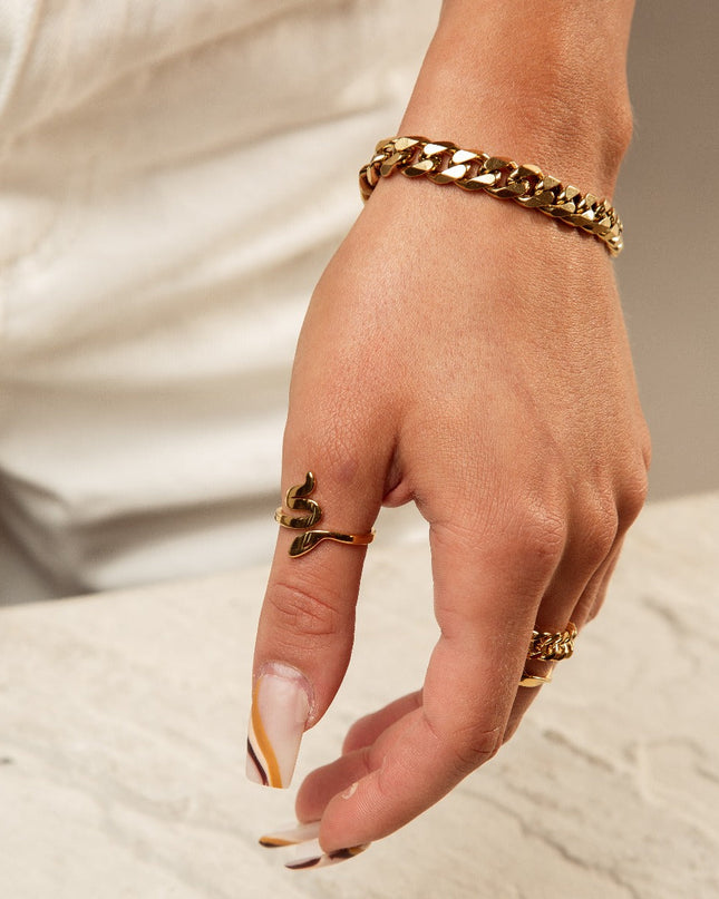 Pulsera de Acero Inoxidable con Baño de Oro de 14K