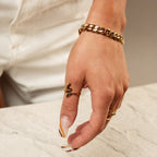 Pulsera de Acero Inoxidable con Baño de Oro de 14K