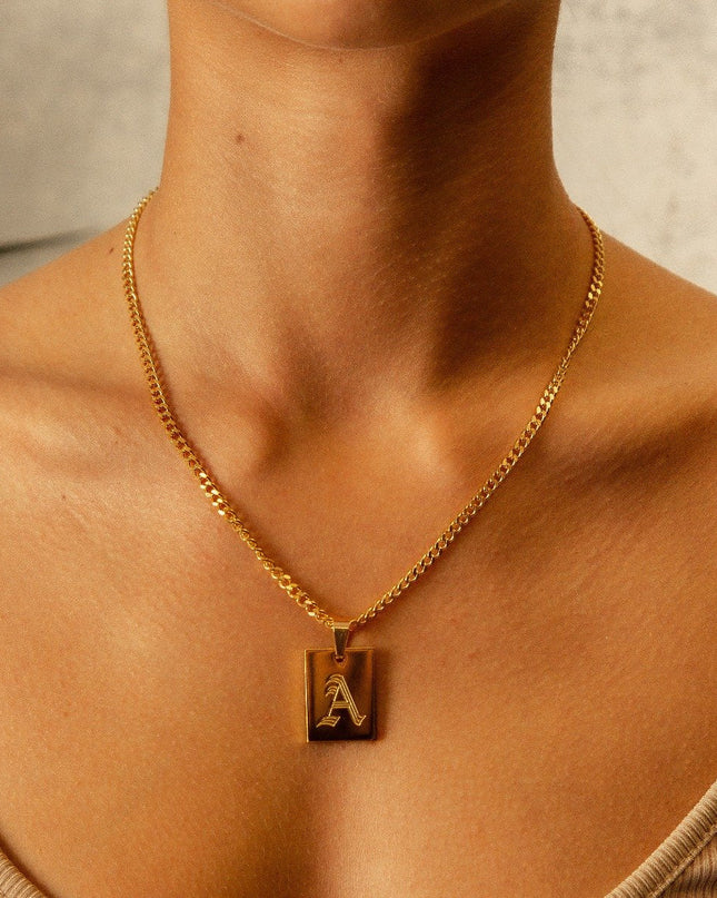 Collar Personalizado con Inicial en Estilo Vintage - Dorado